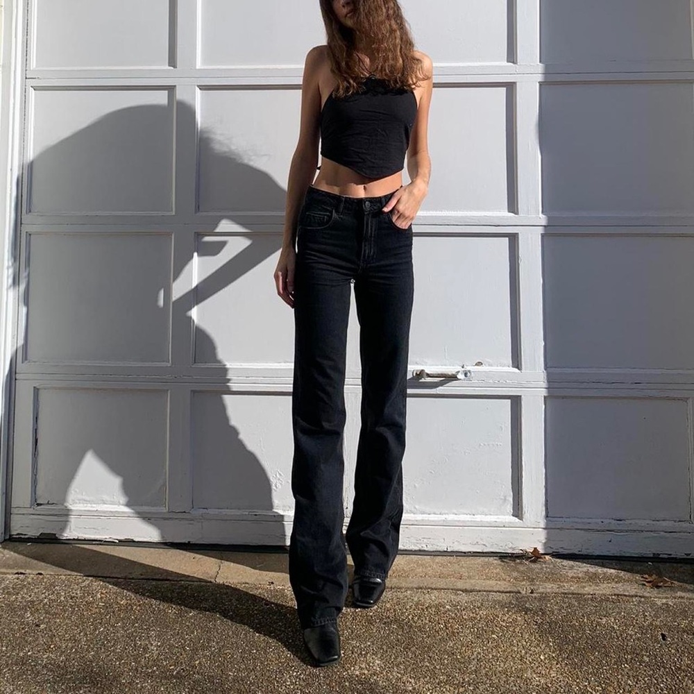 Massimo Dutti High Rise Straight Leg Cropped Jeans